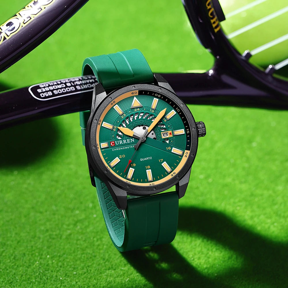 Montre Homme CURREN 8421 Quartz Fashion Calendrier Étanche Bracelet Silicone Sport Casual Business Élégante | Montre CURREN 8421 Quartz Sport Premium
