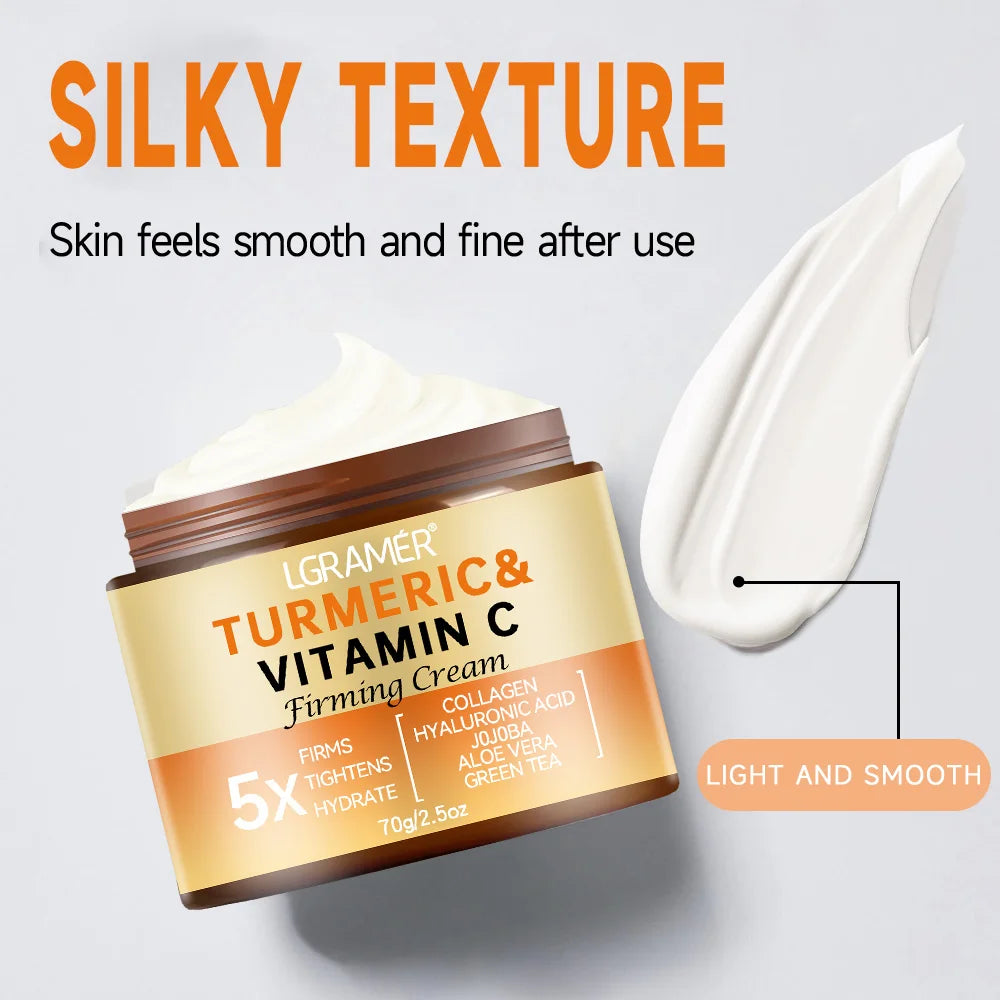 Crème Visage Curcuma & Vitamine C – Anti-Rides, Éclat & Raffermissante | Collagène & Soin Blanchissant