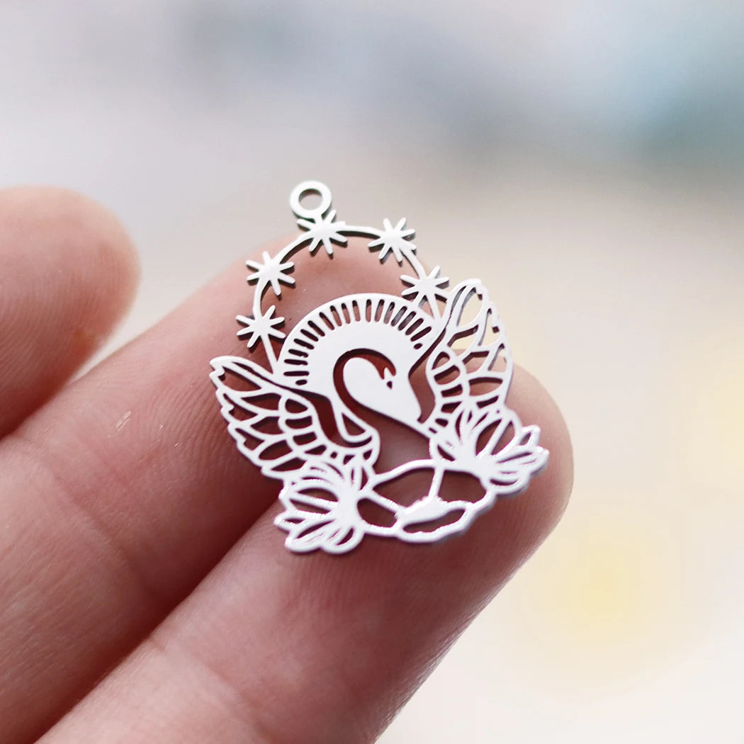 Lot 3 Breloques Animaux Acier Titane DIY – Renard, Lapin, Chat, Cygne, Dragon, Serpent & Plus | Pendentifs Bijoux Fait Main Bracelet & Collier