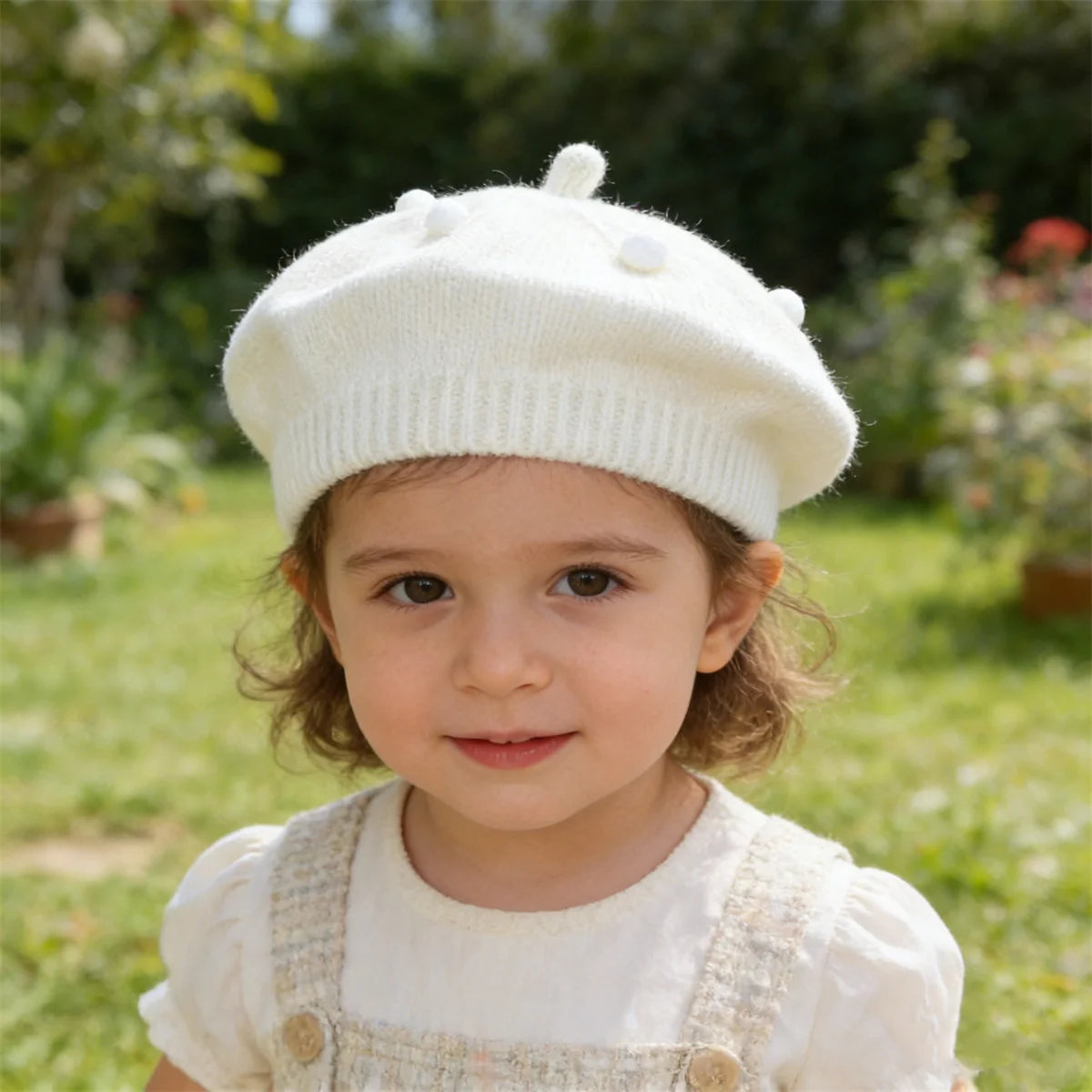 Béret Tricoté Enfant Couleur Unie – Bonnet Peintre Chaud Automne Hiver Fille Garçon Tendance