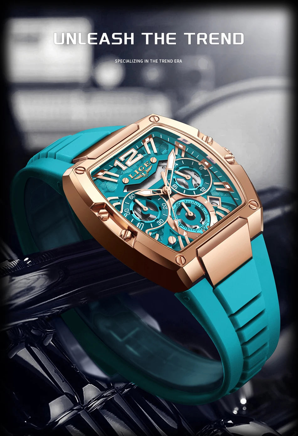 Montre Homme LIGE Sport Quartz Silicone Squelette Lumineux Calendrier – Étanche Outdoor Fashion