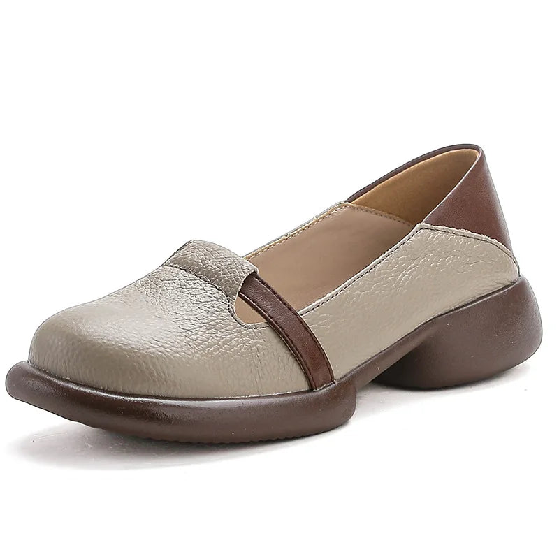 Mocassins Cuir Véritable Vintage Slip-on Femme – Bout Rond Luxe Conduite Loafers Automne