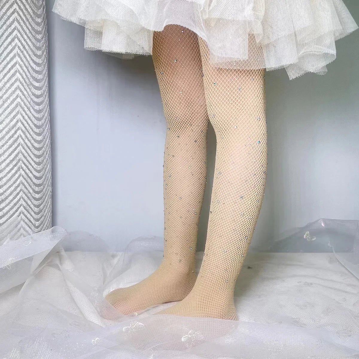 Strass-Netzstrumpfhose für Mädchen – Elastische Netzstrümpfe für Kinder, Damenmode, Trend