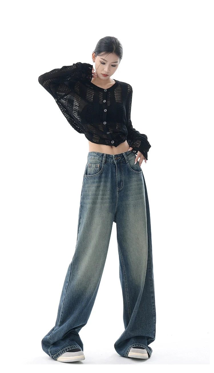 Jean Baggy Femme Taille Haute Boutons Vintage Style Américain Slim Casual Automne – Duomofu | Jean Chic Décontracté Mode