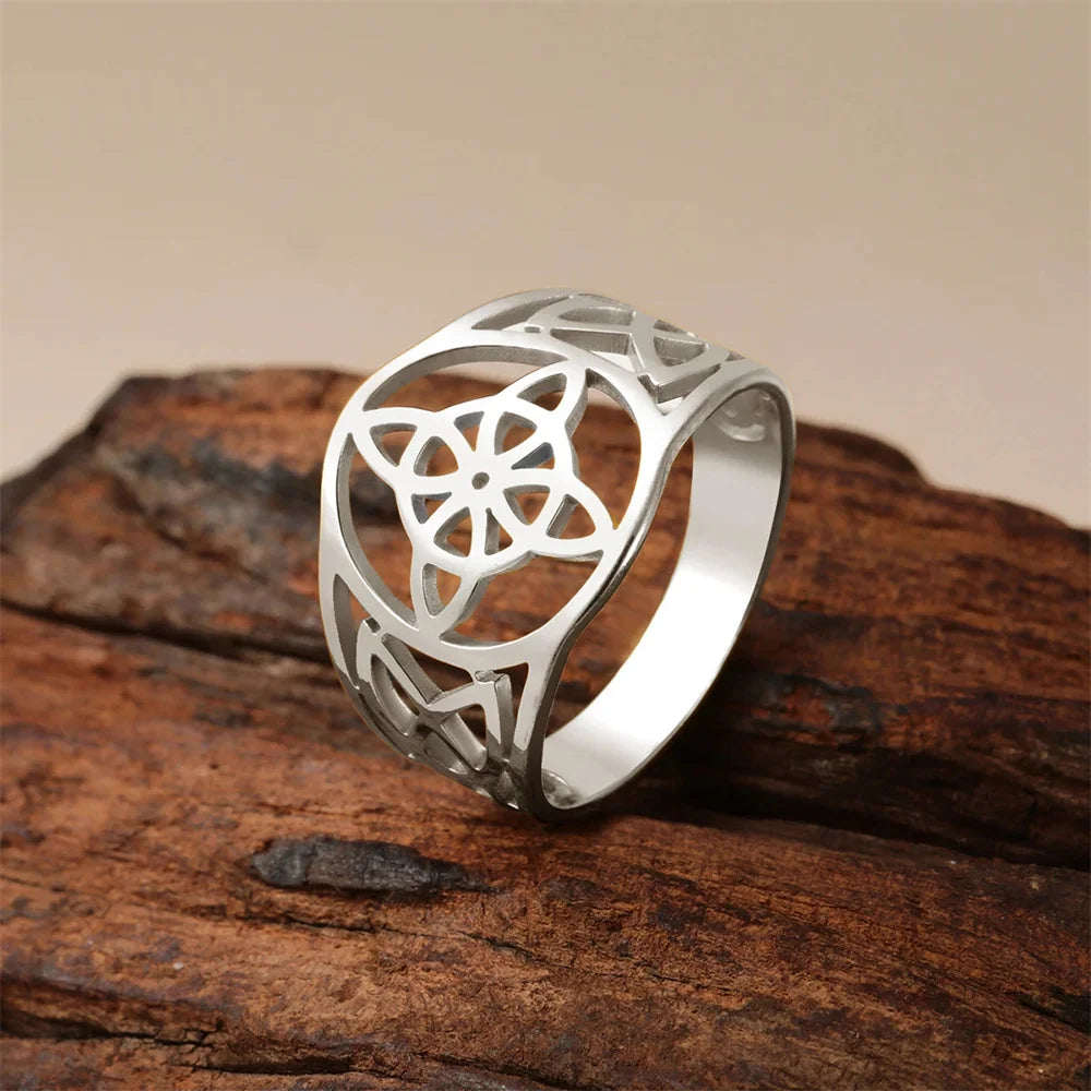 Bague Nœud Celtique Acier Inoxydable — Amulette Protection Wicca Couple