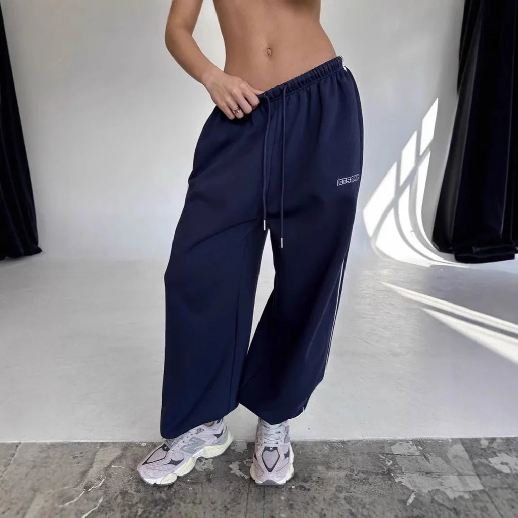 Pantalon Large Rayures Femme Retro Américain Baggy Jogger – Coupe Droite Casual Streetwear | Printemps Automne