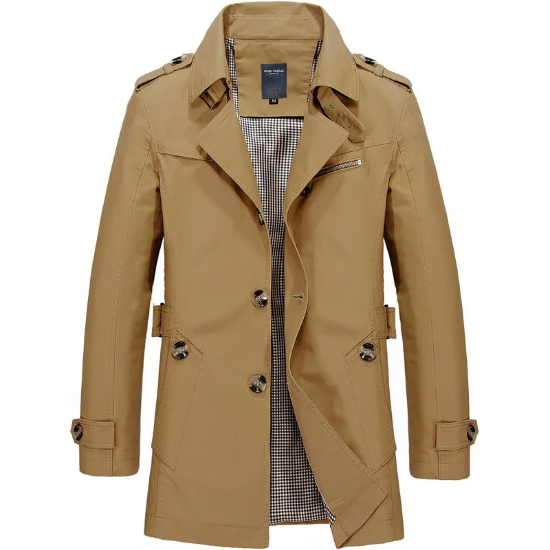 Trench Coat Homme Casual Business Coupe-Vent Simple Boutonnage Grande Taille Élégant Intemporel | Trench Premium