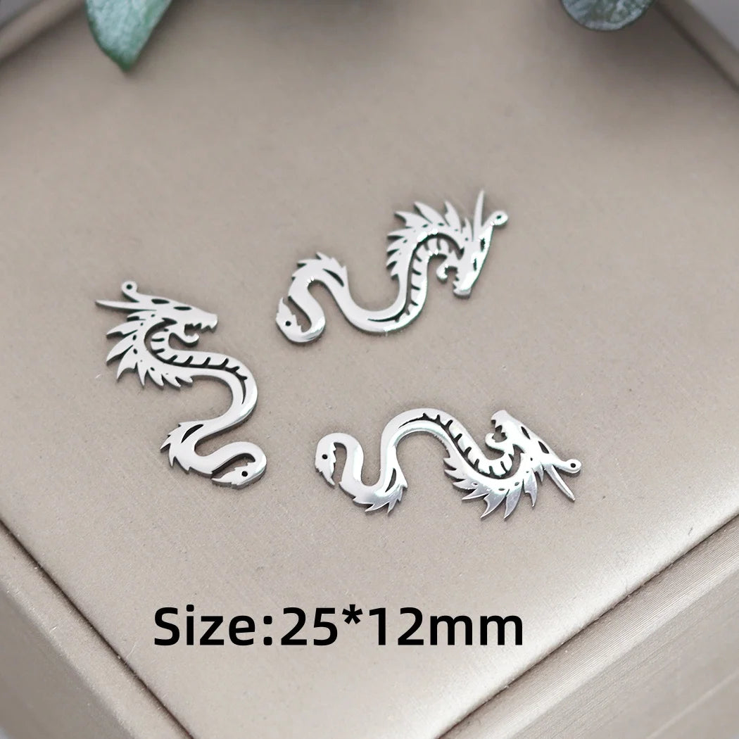 Lot 3 Breloques Animaux Acier Titane DIY – Renard, Lapin, Chat, Cygne, Dragon, Serpent & Plus | Pendentifs Bijoux Fait Main Bracelet & Collier