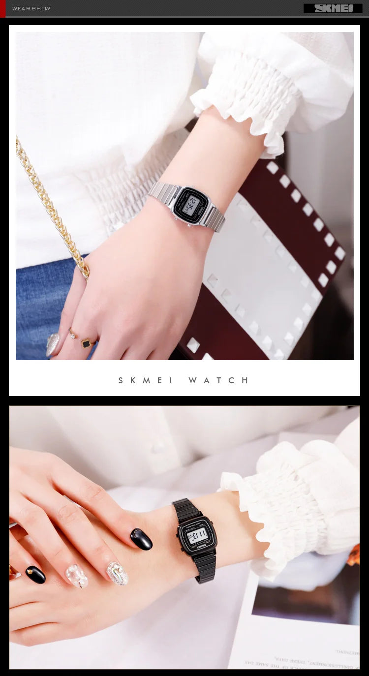 SKMEI Damen-Digitaluhr 1901 mit Chrono-Kalender kleinem Zifferblatt wasserdicht – Luxus Mode Trend
