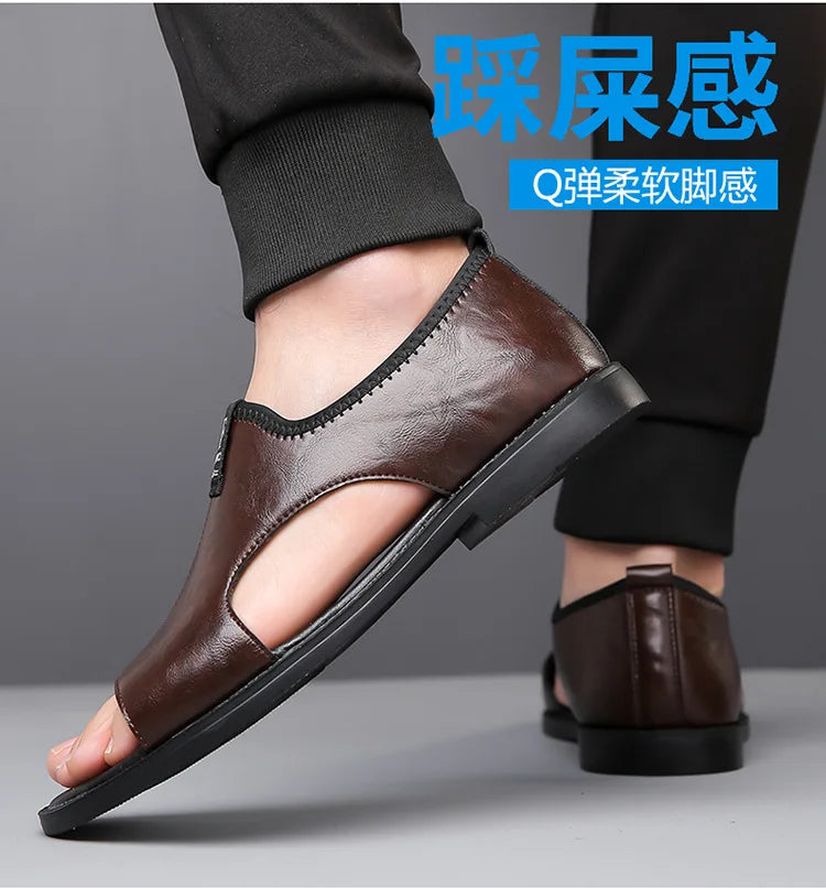 Sandales Cuir Soft Sole Homme Plage Conduite – Slippers Outdoor Confortables Qualité