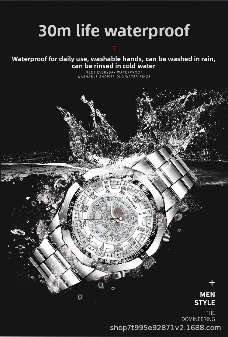 Montre Homme Automatique Calendrier Lumineux Chiffres Romains – Business Étanche Élégante