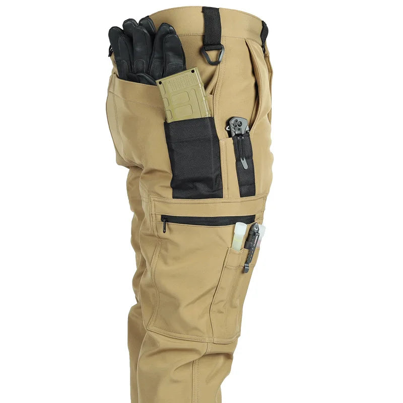 Herren Taktische Fleece Softshell Cargohose Multipocket Outdoor Wandern Sport Militär Warm Herbst Winter Arbeit – Premium Tactical Hose Allrounder | Outdoor Mode Premium Herren