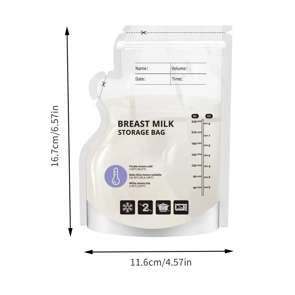 Lot 60 Poches de Conservation Lait Maternel Thermosensibles – PE Alimentaire Transparent Gradué Anti-Fuite