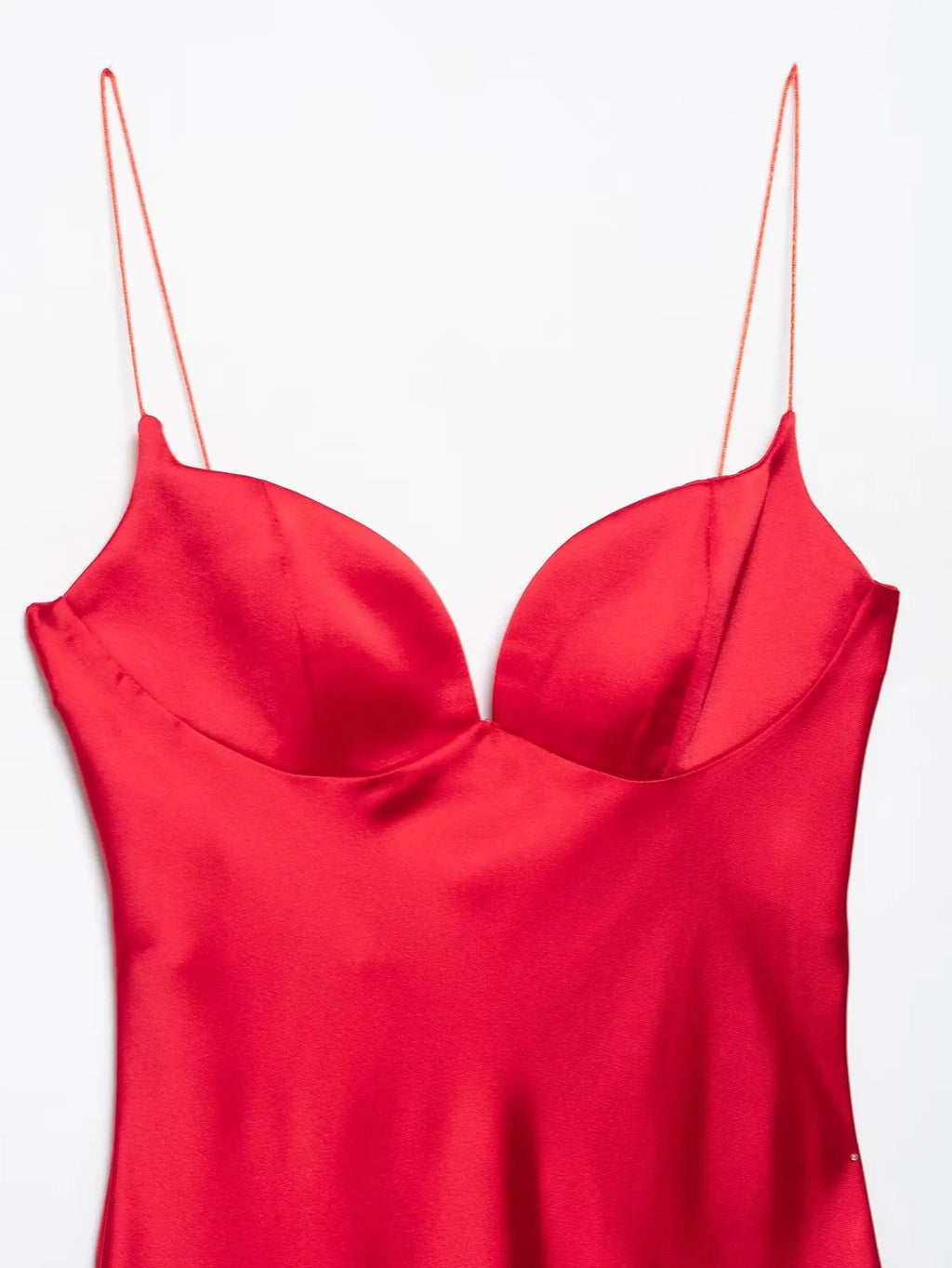 Robe Longue Femme Satin Rouge Col V Bretelles Sans Manches – Fermeture Dos Zip Élégante | HH Été 2025