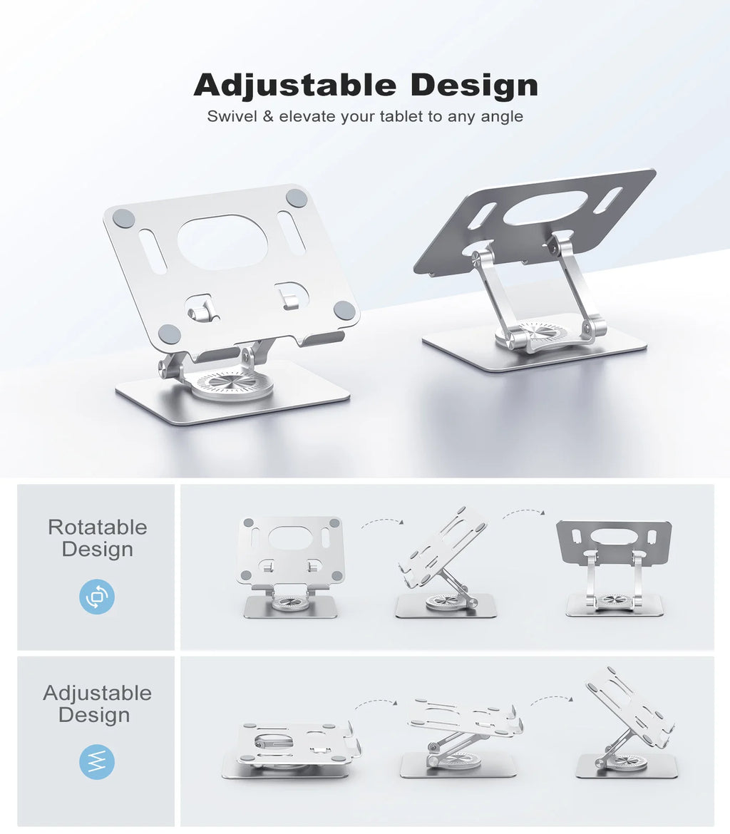 KOOTION Support Tablette 360° Pliable & Réglable – Compatible iPad Pro/Air/Mini & Laptop 5.8''-12''
