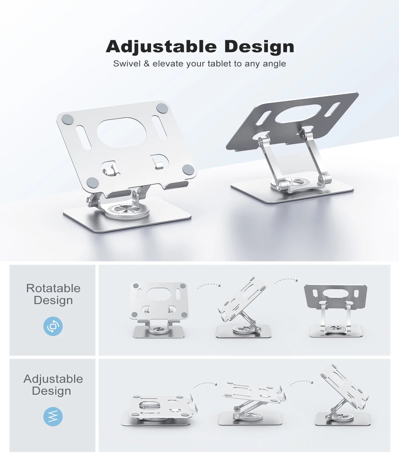 KOOTION Support Tablette 360° Pliable & Réglable – Compatible iPad Pro/Air/Mini & Laptop 5.8''-12''