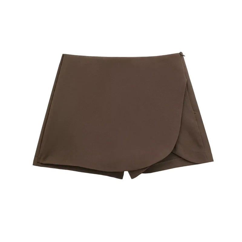 Skort Femme Asymétrique Taille Haute – Mini Jupe-Short Rose & Noir Fashion Casual | Été 2025