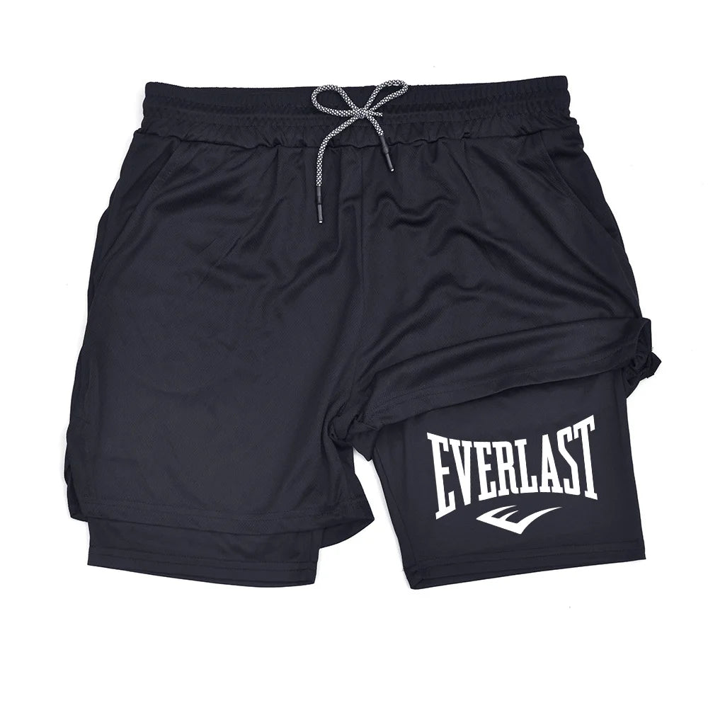 Short Homme Compression Gym Double Couche Séchage Rapide – Basketball Fitness Musculation Imprimé Sport Casual | Mode Homme Performance