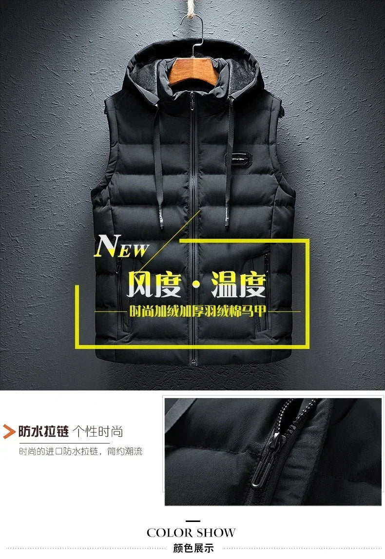 Gilet Homme Matelassé Coton À Capuche Zip – Sans Manches Casual Chaud Grande Taille Jusqu'au 6XL | Mode Homme Premium