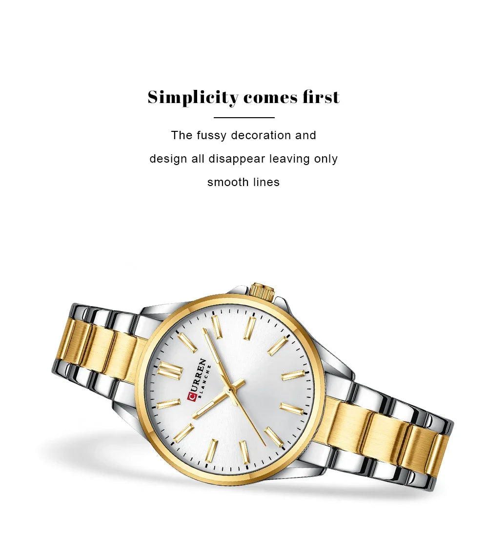 Montre Femme CURREN Fashion Casual Quartz – Acier Inoxydable Cadran Rond Simple Élégante