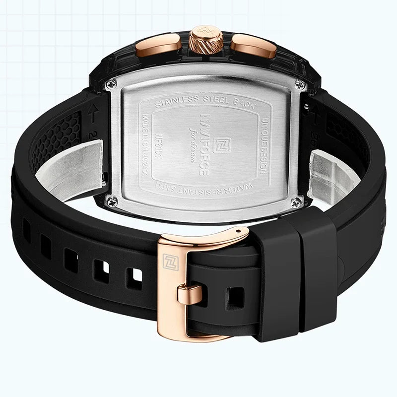 Montre Homme NAVIFORCE 2025 Militaire Sport Quartz – Étanche 50M Silicone Date Haute Qualité