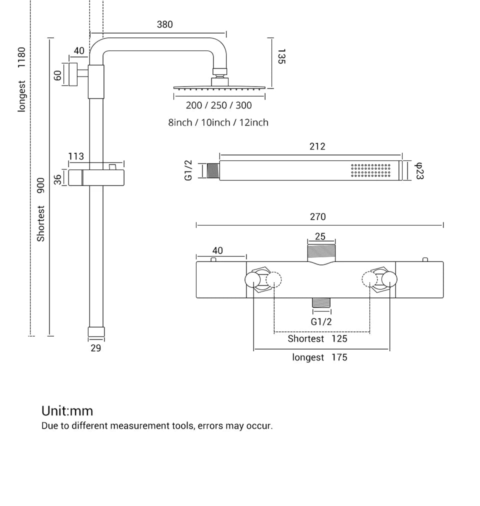Ensemble Douche Thermostatique Mural Rose Gold – Laiton, Pommeau Pluie & Mitigeur | Système Douche Luxe Salle de Bain