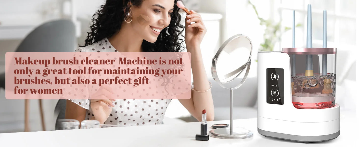 Machine Nettoyante Pinceaux Maquillage 3-en-1 Électrique USB – Séchoir & Support Portable | Nettoyeur Automatique Cosmétique