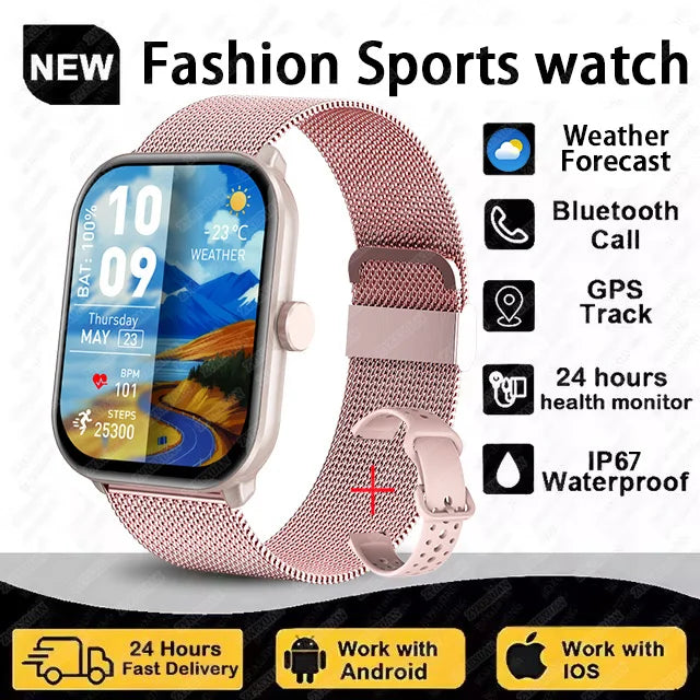 Montre Connectée Unisexe Écran AMOLED – GPS, Appels Bluetooth & Suivi Cardio | Étanche | Sport & Fitness | Android & iOS