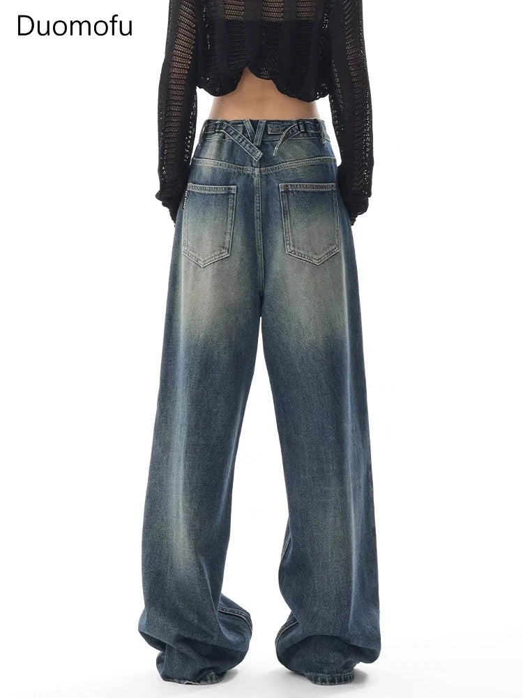 Jean Baggy Femme Taille Haute Boutons Vintage Style Américain Slim Casual Automne – Duomofu | Jean Chic Décontracté Mode