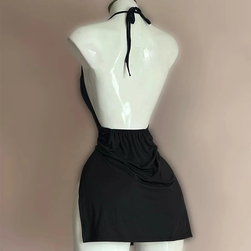 Robe Mini Bandage Dos Nu Col V - Slim Asymétrique Sexy Korean Fashion Soirée & Club