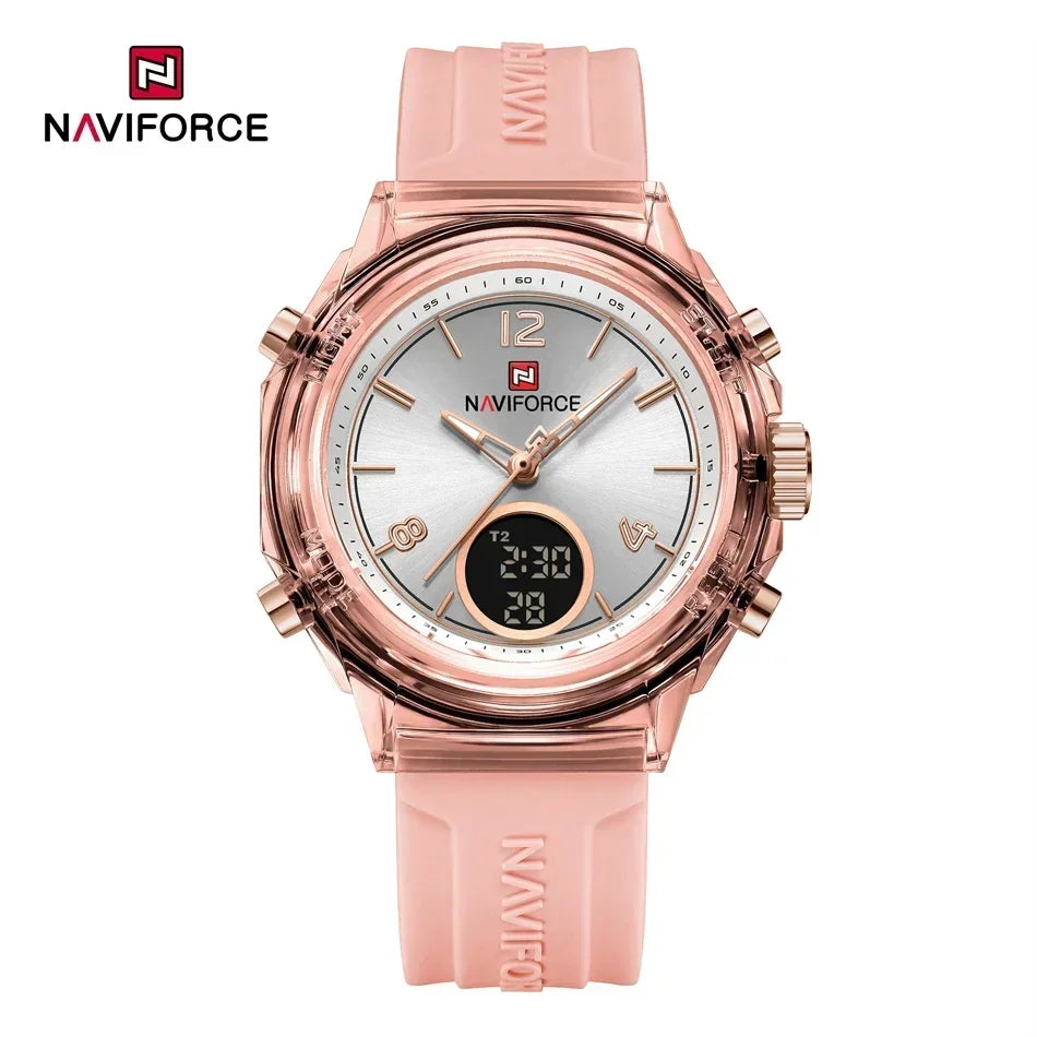 Montre Femme NAVIFORCE Sport Quartz LCD Digital – Étanche 50M Casual Fashion