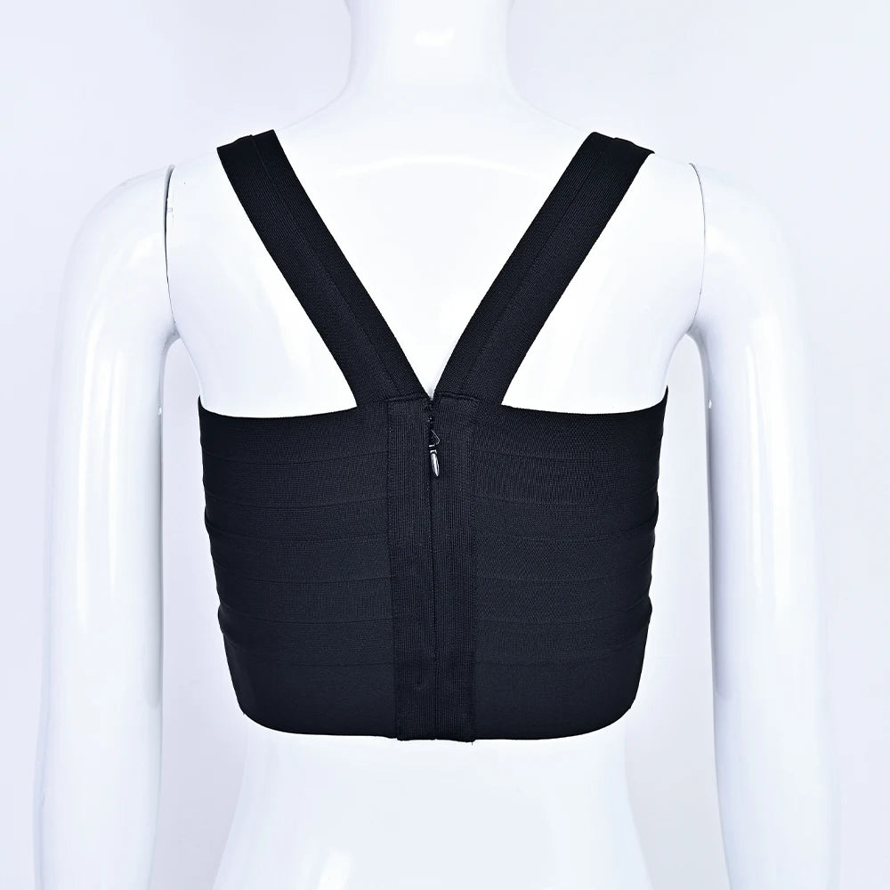 Crop Top Femme Bretelles Fines Bandage Élastique Vintage – Caraco Streetwear Blanc Noir Rouge | Soirée & Quotidien