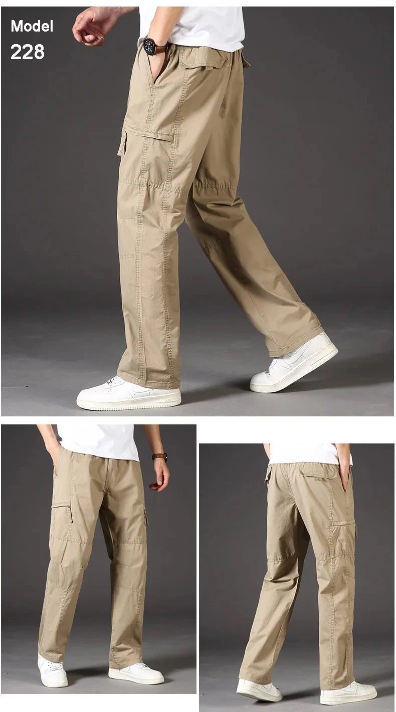 Pantalon Cargo Homme Coton Noir Travail Casual – Jogger Escalade Sport Printemps Été Automne Twill | Mode Homme Outdoor