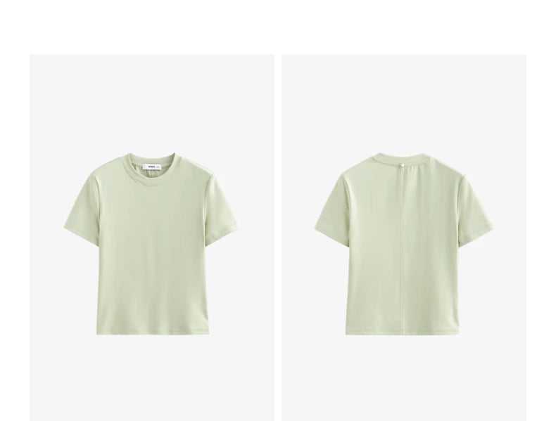 T-Shirt Lyocell Slim Fit Col Rond Manches Courtes Blanc - Basique Premium Polyvalent Printemps | TOYOUTH
