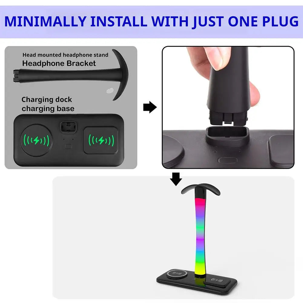 Support Casque RGB Chargeur Sans Fil – Lumière Atmosphère Coloris Dream USB Type-C