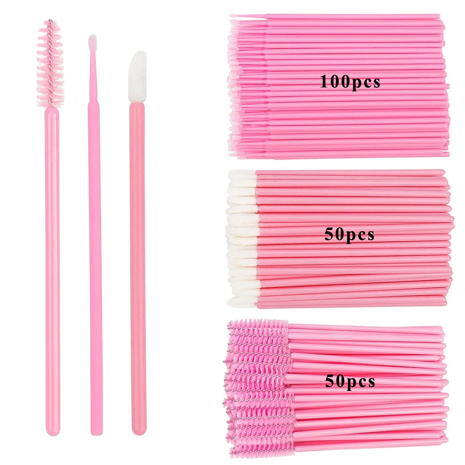 Lot 200 Brosses Jetables Maquillage – Mascara Wands, Lèvres & Microbrush | Applicateur Extension Cils & Sourcils