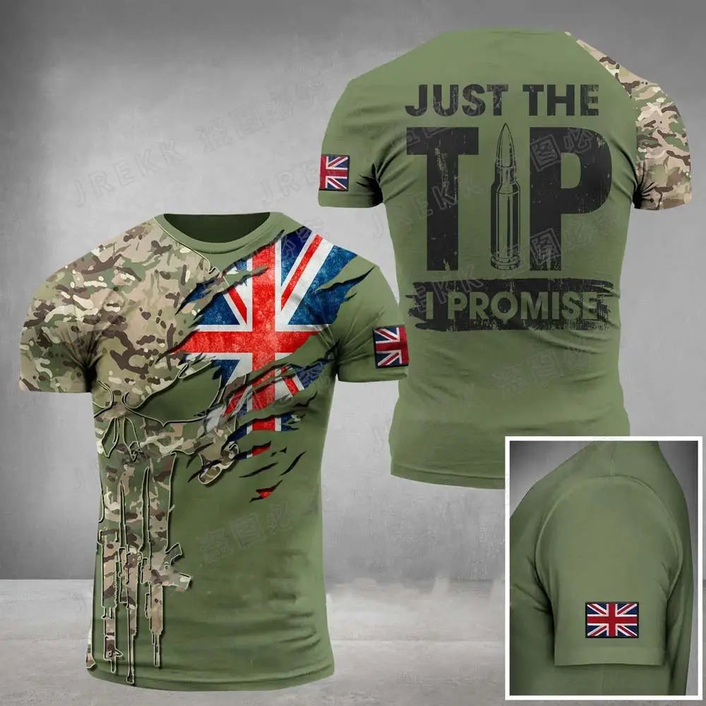 T-Shirt Homme Drapeau Britannique Graphic 3D Imprimé Camouflage Terrain Gym Haute Qualité Manches Courtes Été Casual Patriotique Tendance Confortable – T-Shirt Graphic 3D Premium Drapeau Britannique Camouflage | Mode Homme Graphic Premium