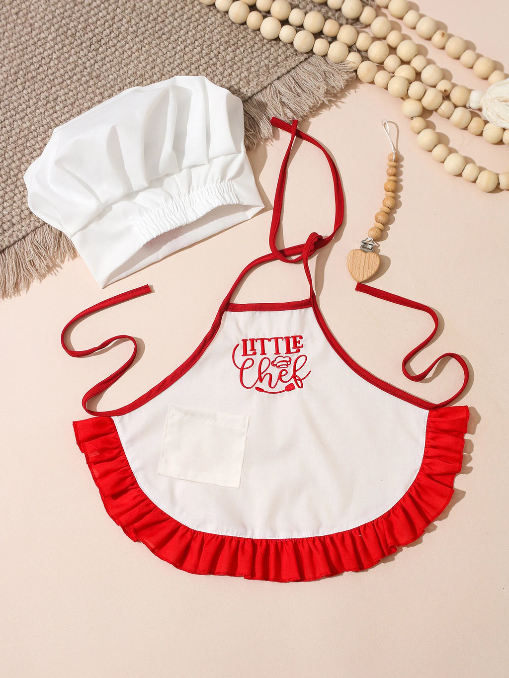Kit Photo Nouveau-Né Petit Chef – Tablier + Toque Brodés Unisexe Séance Photo Bébé 2 Pièces