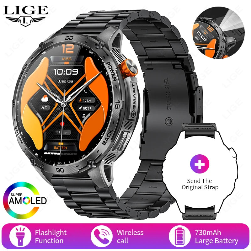 Smartwatch Homme 2026 Écran AMOLED 1.75" Ultra HD – Batterie 730mAh Bluetooth Appel Sport Android iOS