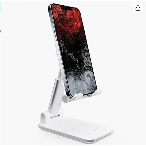 Suporte Dobrável Ajustável Para Celular Tablet Preto Branco Universal Para Mesa Cama Estável Prático