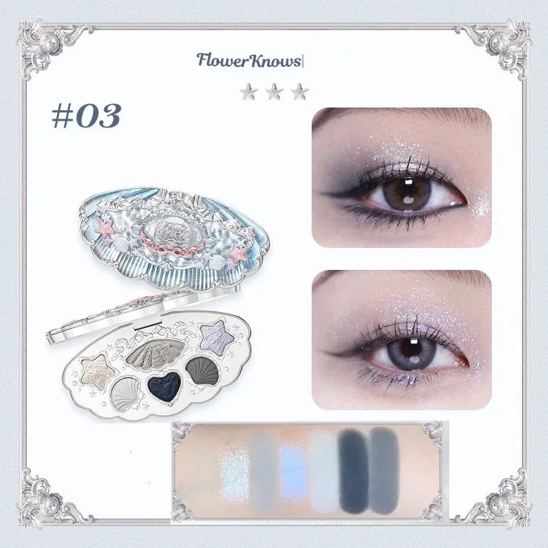 Palette Fards à Paupières Flower Knows Swan Ballet – 6 Teintes Mat, Shimmer & Nacré | Glitter