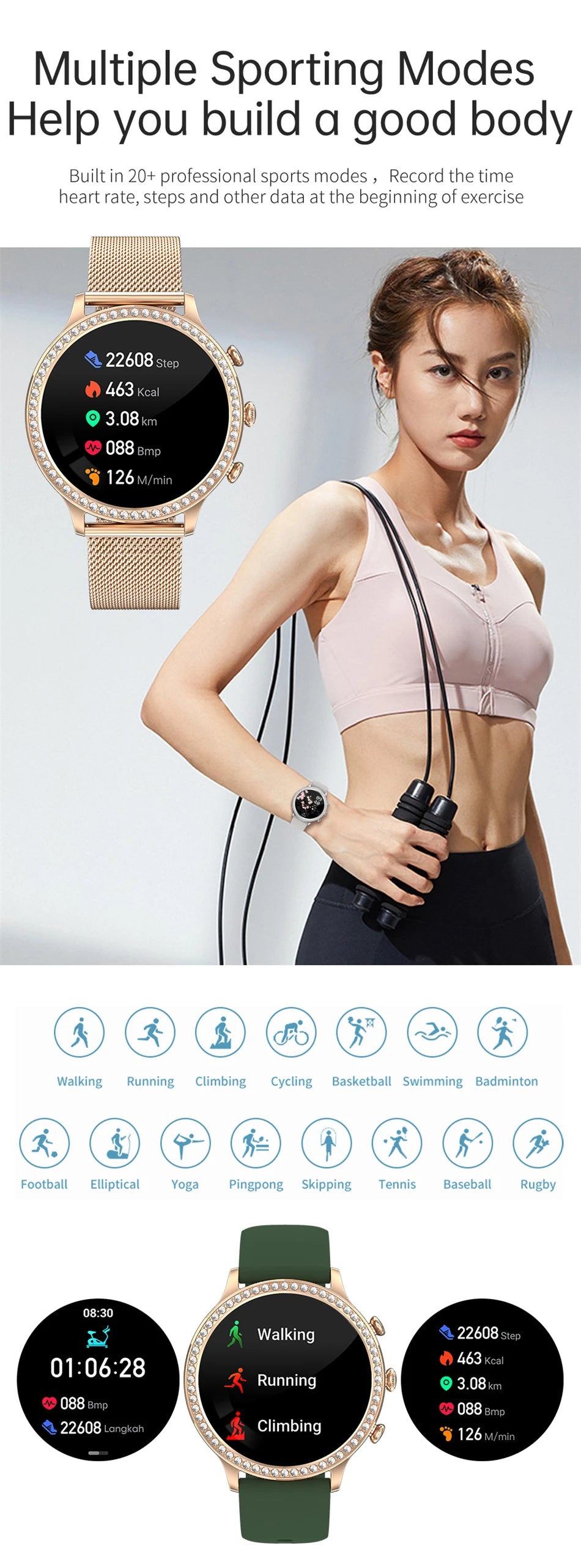 Montre Connectée Femme LIGE 2026 – Appels Bluetooth, Cadran Personnalisable & Suivi Cardio | Étanche Sport & Fitness | Cadeau Femme