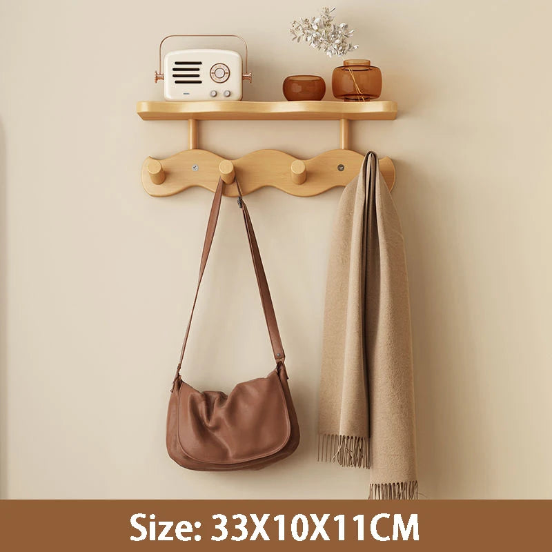 Porte-Manteau Mural Multifonction – Patère Entrée avec Étagère Crochets Vêtements Sacs Clés Écharpes