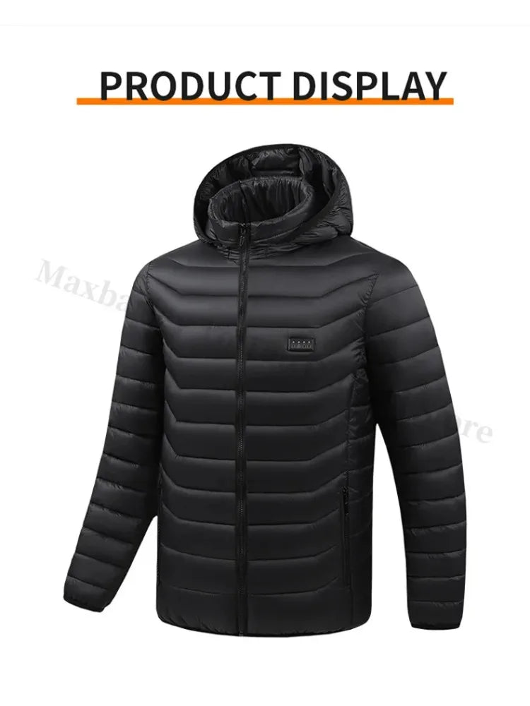 Beheizbare Herrenjacke Winter USB Elektrisch 21 Heizzonen – Selbstbeheizter Mantel Skifahren Schnee Outdoor Steppweste | Herren Premium Tech Mode