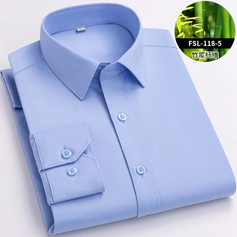 Chemise Homme Fibre de Bambou Stretch Manches Longues Anti-Froissé Sans Repassage Slim Business Casual Bureau Blanche Éco-Premium – Chemise Bambou Premium Stretch Anti-Froissé Sans Repassage Slim Business Blanche | Mode Homme Business Éco-Premium