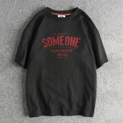 T-Shirt Homme Été Style Américain Rétro Manches Courtes Col Rond Lettres Imprimées 100% Coton Washed Vintage Loose Casual – Tee Streetwear Tendance | Mode Homme Premium