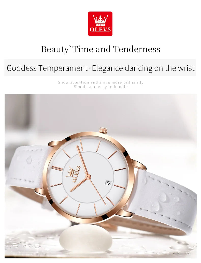 OLEVS Damenuhr Quarz Wasserdicht Luxus Edelstahl Roségold Elegant Geschenkbox Inklusive | OLEVS Damen Luxus Roségold Premium Uhr