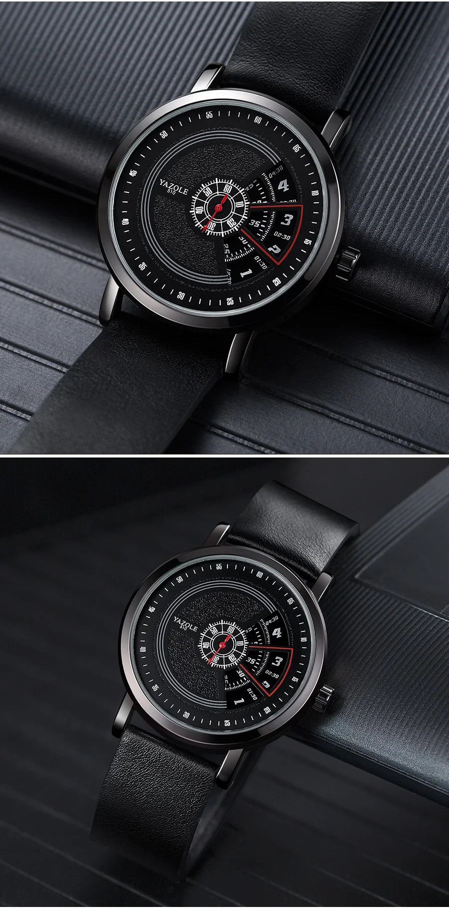 Montre Homme YAZOLE Quartz Bracelet PU Casual Unique – Étanche Fashion Tendance 2025