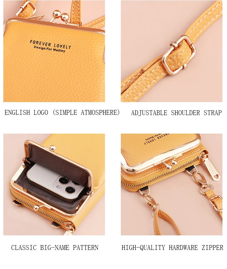 Mini Sac Bandoulière Femme Cuir Mat – Pochette Messenger Clutch Téléphone Tendance