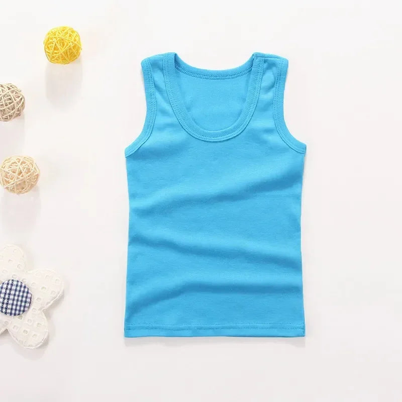 Débardeur Enfant Coton Couleur Unie – T-Shirt Sans Manches Sport Été Garçon Fille Casual